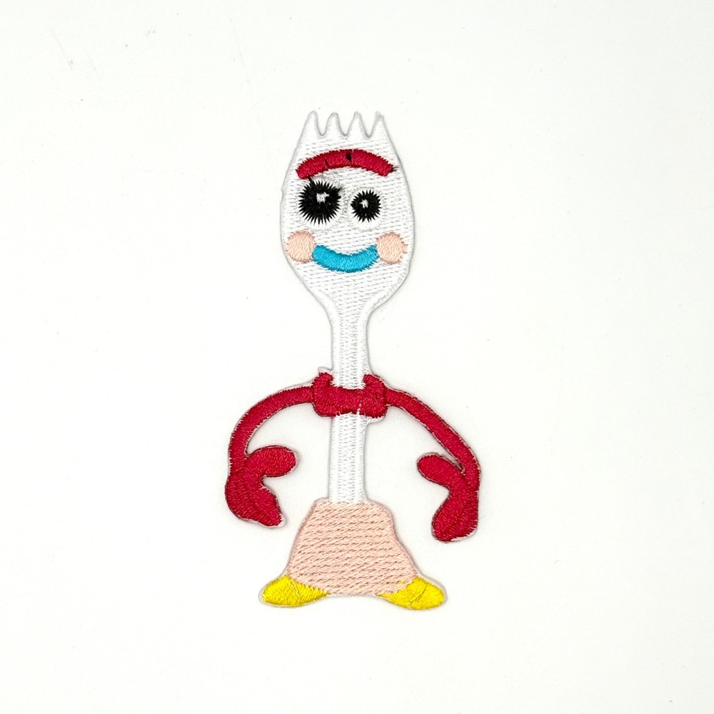 Disney Pixar Toy Story 4 Forky Embroidered Iron On Patch White Red 3.5 Inch